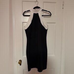Elegant Black and White Halter Dress